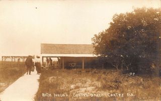 Fl - 1910’s Real Photo Florida Beach Bath House At Cortez,  Fla - Manatee County