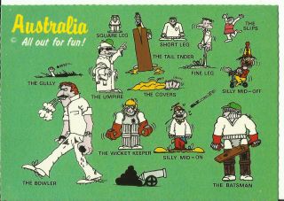 Humorous Australia Postcard - Cricket,  " All Out For Fun " - Ausipex 