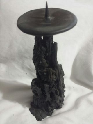 Antique Bronze Sculpture Signd Goth Candl Holder 8 " Tall Very Heavy For Sz4lbs8oz