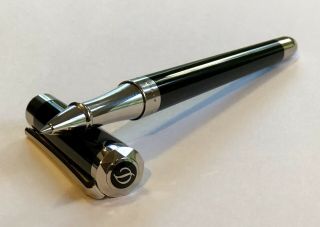 S.  T.  Dupont Liberté Rollerball Pen,  Black Lacquer,  Palladium Trim,  462674,