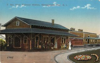 C.  1910 Sea View Railroad Station Narragansett Pier Ri Post Card