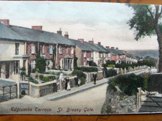 Edgcumbe Terrace,  St Blazey Gate,  Par,  Cornwall.  - Antique Edwardian 1907 Ppc