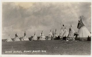 Indian Teepees Prince Albert Sk Real Photo Pc Undivided Back,