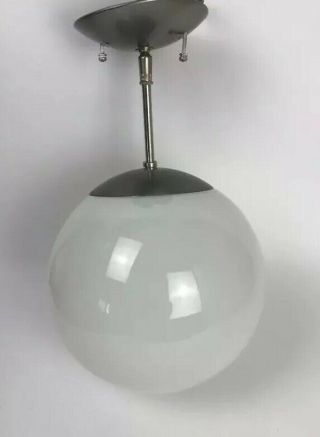Vintage Mid Century Modern Glass Globe Orb Pendant Hanging Ceiling Lamp Light