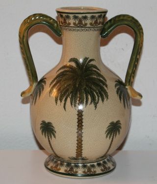 Palm Tree Vase With 2 Handles Made In China - Very Pretty