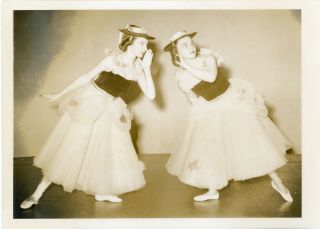 Vintage Photo Snapshot - Two Ballet Dancers Performing On Stage