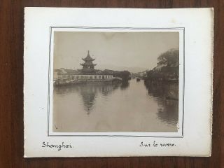 China Old Large Xl Photo Albumen Shanghai Chinese Pagoda Landscape 1880 