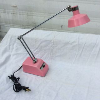 Vintage 22 " Pink Mosilite Desk Lamp Adjusting Articulating Arm High Low Mcm