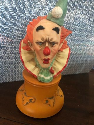 Vintage Clown Head Rotating Music Box Westland Send In The Clowns