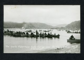 Klamath River Mouth Sports Fisherman Event Boats Art - Ray 1956 Photo Postcard