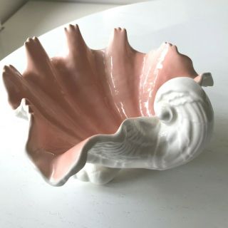 Vintage FF FITZ FLOYD PINK Ceramic COQUILLE SHELL Footed Bowl Dish Oceana EXC 3