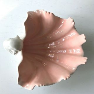 Vintage FF FITZ FLOYD PINK Ceramic COQUILLE SHELL Footed Bowl Dish Oceana EXC 5