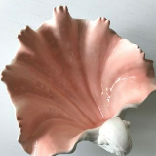 Vintage FF FITZ FLOYD PINK Ceramic COQUILLE SHELL Footed Bowl Dish Oceana EXC 7