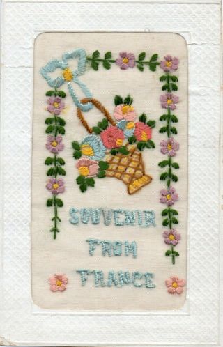 Souvenir From France: Ww1 Embroidered Silk Postcard