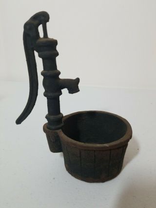 Vintage Cast Iron Miniature Water Well Pump Planter Or Decor Piece 6 1/2 " Tall