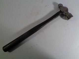 Vintage Antique Silver Tone Metal (steel) Ball Peen Hammer Old Wood Handle