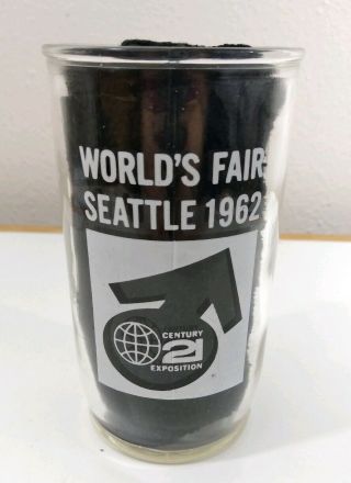 Seattle Worlds Fair Glass 1962 Century 21 Exposition Space Needle White Printing
