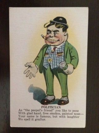 Political Politician Postcard Vintage Comical