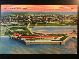 Vintage Postcard 1940 Fort Taylor Key West Florida