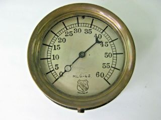 Antique 7 1/4 " 60 Psi Pressure Gauge Ashcroft Mfg.  Co.  Brass Front Steampunk