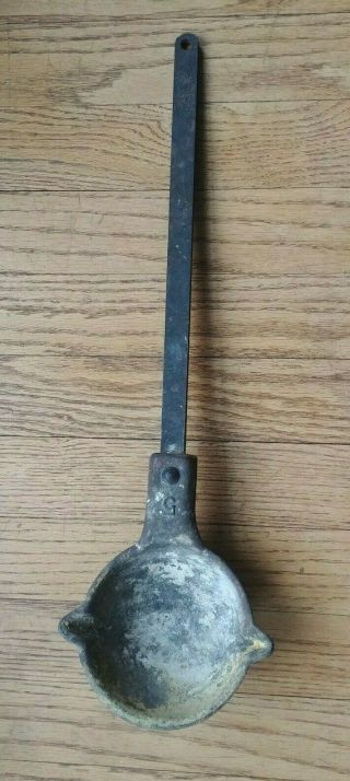 Vintage Cast Iron Lead Smelting Ladle No.  5 Double Pouring Spout 17 1/4 " X 5 1/4
