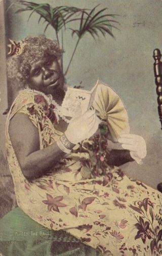 1905 Vintage Politically Incorrect Australia Aboriginal After The Ball Postcard