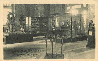 Belgian Congo Africa Museum Native Artifacts 1930s Postcard Interior 2383