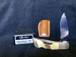 Gerber Sportsman I Sambar Stag Handled Knife With Sheath,  Box & Gerber Pamphlet
