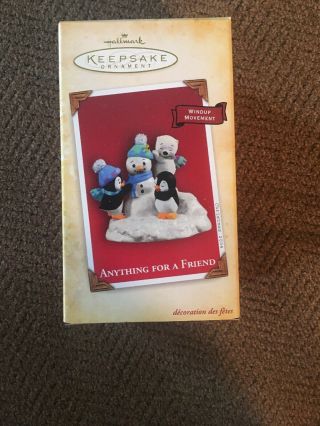 Hallmark Anything For A Friend 2004 Christmas Motion Keepsake Ornaments Penguins