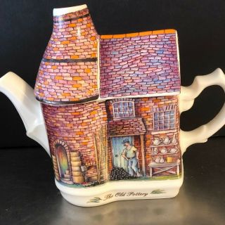 Sadler Teapot The Old Pottery Made In England 2026099 Village Scene Collectible