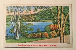 Vintage 1949 Postcard Greeting From Canal Winchester,  Oh One Cent Stamp