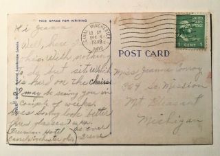 Vintage 1949 Postcard Greeting from Canal Winchester,  OH One Cent Stamp 2