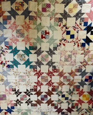 Vintage Colorful Quilt Patchwork Hand Made/stitched