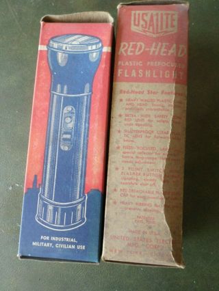 Rare USA Lite Red Head & Industrial ind 22 Plastic Flashlight USALITE 5