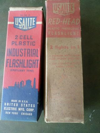 Rare USA Lite Red Head & Industrial ind 22 Plastic Flashlight USALITE 6