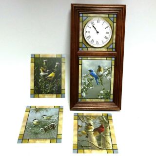 Danbury Songbirds Of The Seasons Stained Glass Collector Wall Clock