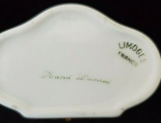 Vintage Limoges Porcelain Trinket Triangle Box Hinged White w/Gold & pink roses 7
