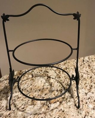 Longaberger Black Wrought Iron Two Tiered Pie/plate Stand