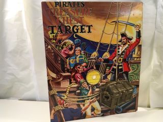 Pirates Treasure Chest Target Tin Litho Wall Hanging Picture Vintage