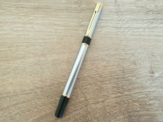 Waterman Laureat / Maestro Silver Rollerball Pen With Gold Trim Made In France
