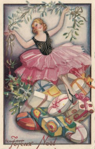 Art Deco ; Chiostri ; Christmas Girl In Pink,  1930