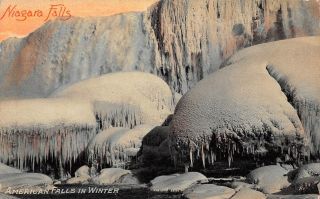 C19 - 5722,  American Falls In Winter,  Niagara Falls,  Ny. ,  1918 Postmarked.
