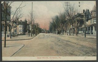 Norristown Pa: C.  1907 Postcard Upper (west) Main Street,  West From Haws Avenue