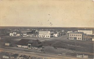 E23/ Scott Saskatchewan Canada Postcard Real Photo Rppc 1911 Railroad Depot