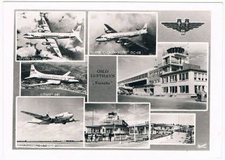 Postcard Oslo Fornebu Airport Sas Scandinavian Aviation Airline Airways