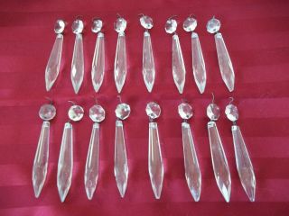 Vintage 16 Spear Glass Crystal 3 1/2 " Prisms For Lamp Chandelier