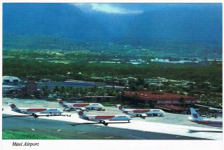 Postcard Hawaiian Airlines Hawaii Maui Airport Douglas Dc - 9 Dc - 8 Aviation
