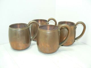 Unrestored Set Of 4 West Bend Aluminum Co.  Solid Copper Moscow Mule Mugs Rustic