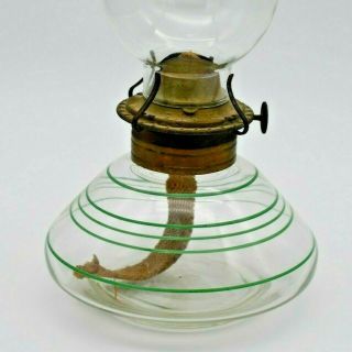 Vintage Eagle Glass Kerosene Oil Hurricane Lamp w/ Chimney Shade,  Green Accents 2