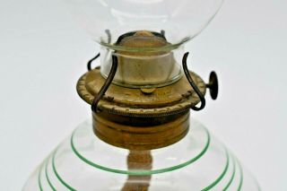 Vintage Eagle Glass Kerosene Oil Hurricane Lamp w/ Chimney Shade,  Green Accents 3